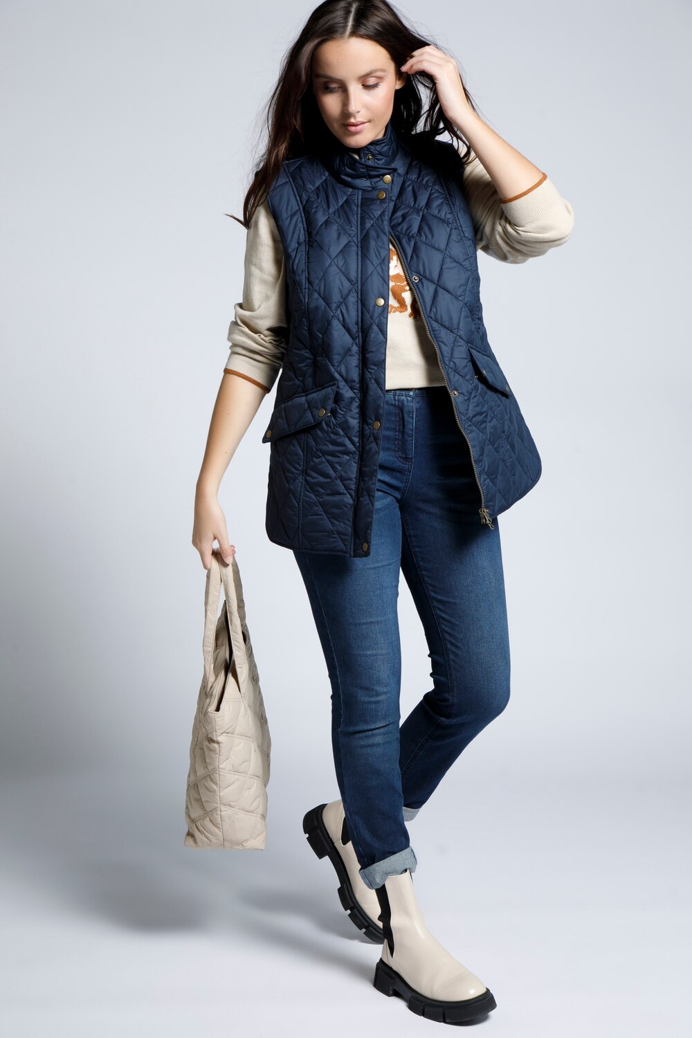 Grote Maten bodywarmer, Dames, blauw, Maat: 46/48, Polyester, Ulla Popken Grote Maten bodywarmer, Dames, blauw, Maat: 46/48, Polyester, Ulla Popken