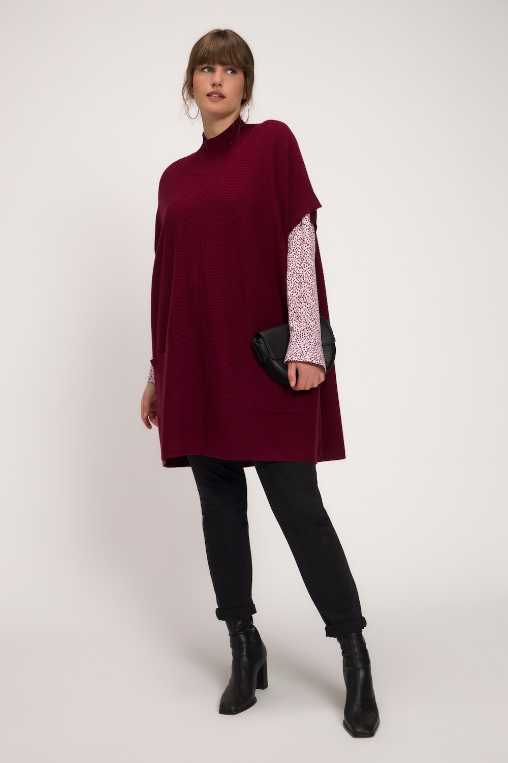 Grote Maten poncho, Dames, paars, Maat: 42-48, Viscose/Polyester/Synthetische vezels, Ulla Popken