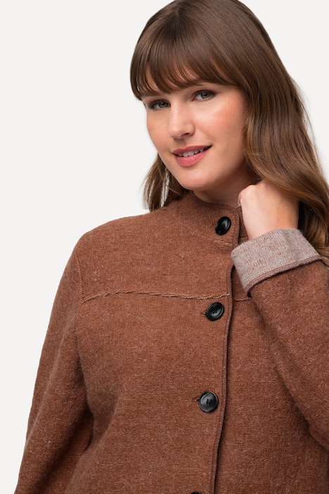 Giacca-gilet in lana cotta, giacca in lana cotta, cardigan in lana