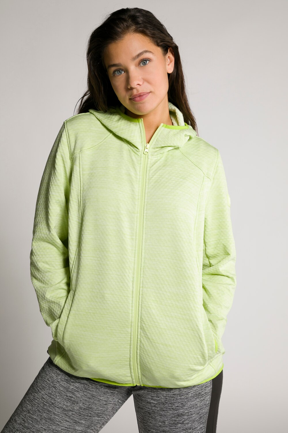 Grote Maten sweatjack, Dames, groen, Maat: 50/52, Polyester/Elastaan, Ulla Popken