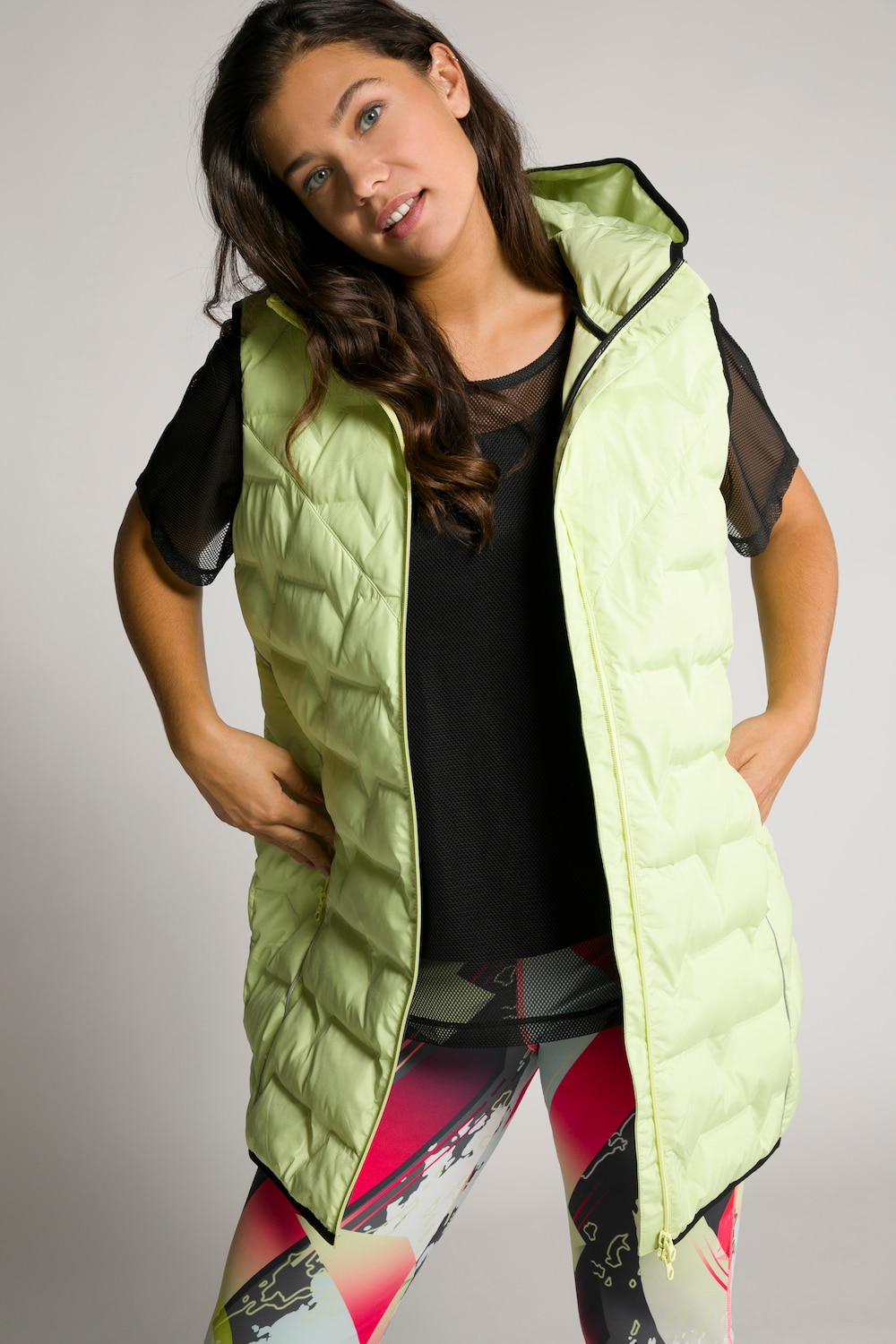 Grote Maten functionele bodywarmer, Dames, groen, Maat: 50/52, Polyester, Ulla Popken