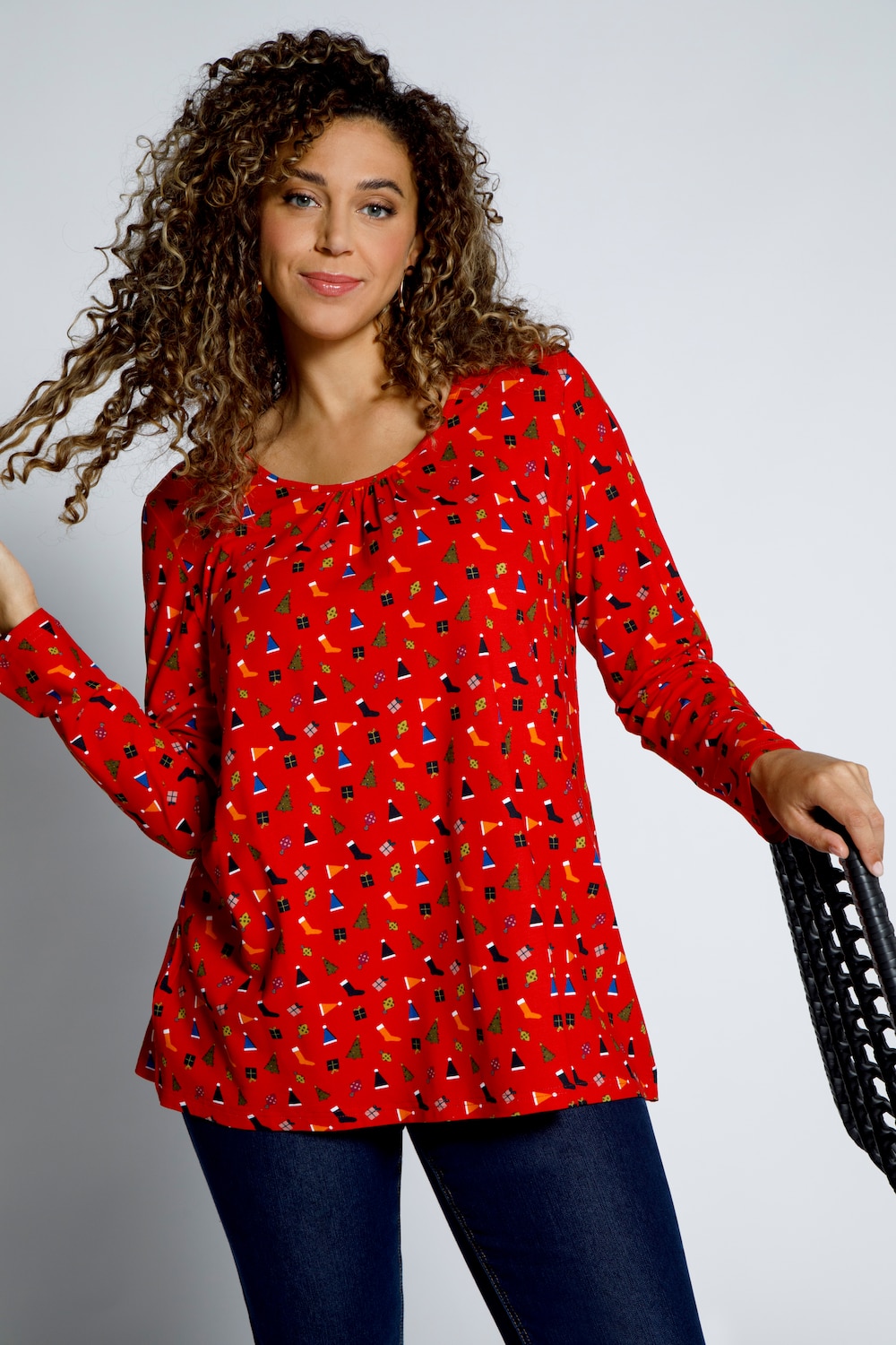 Grote Maten shirt, Dames, rood, Maat: 46/48, Viscose, Ulla Popken