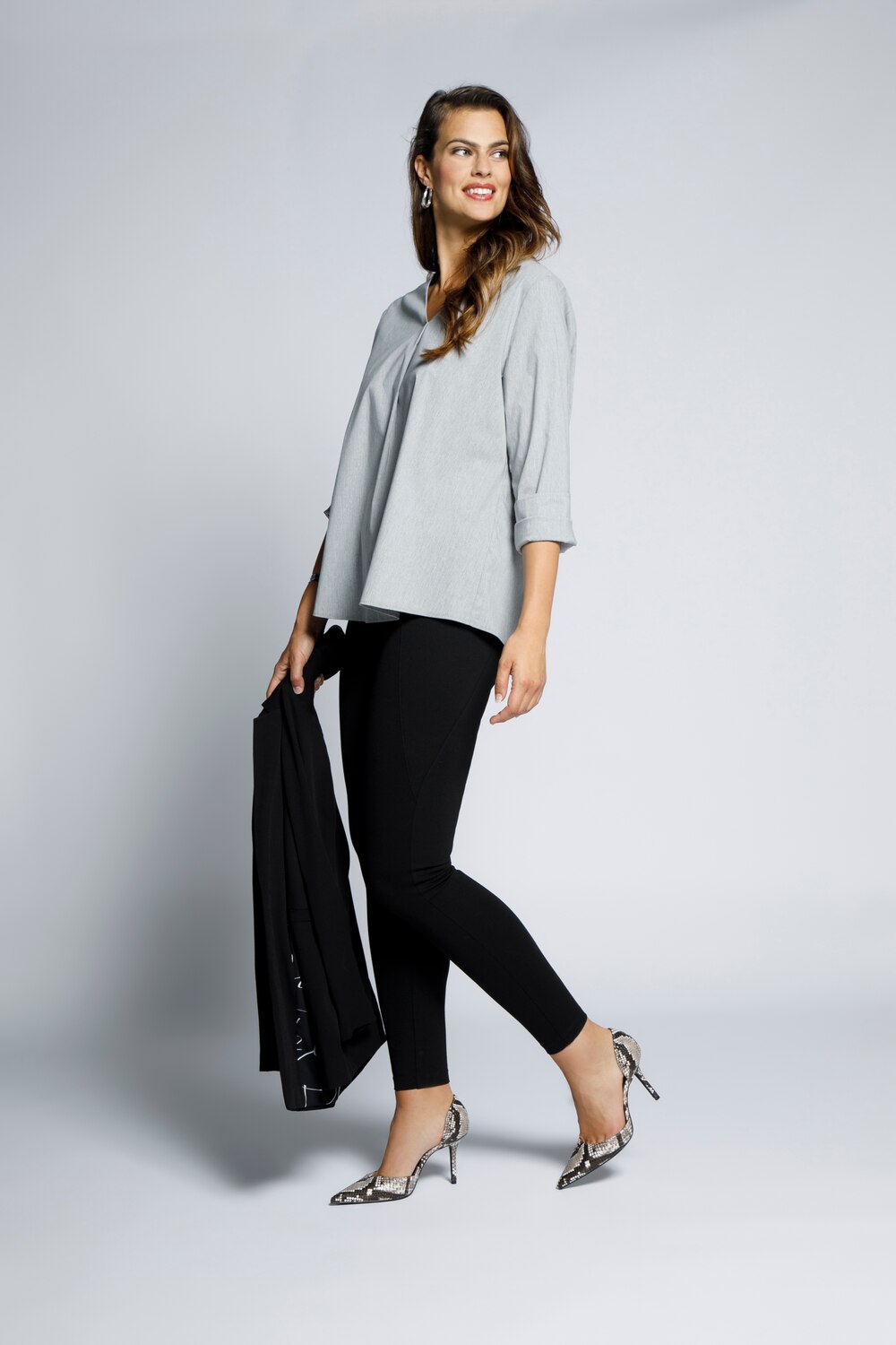 Grote Maten blouse, Dames, grijs, Maat: 58/60, Viscose, Ulla Popken