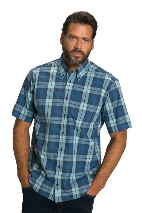 Kostkovaná košile, krátké rukávy, límec s knoflíky, Modern střih