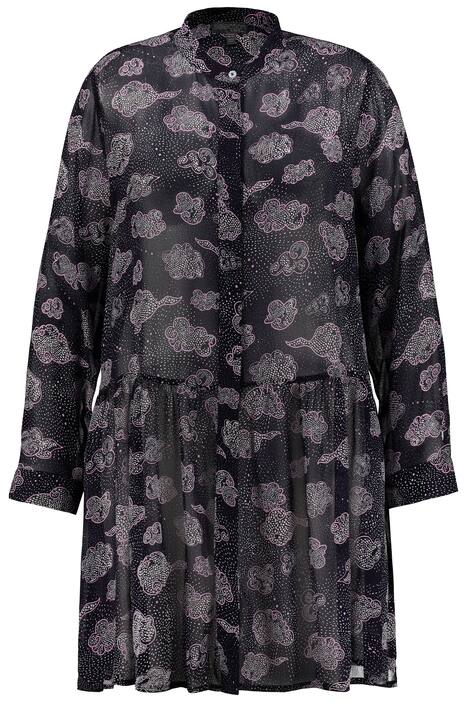 Dlouhá halenka, mraky, stojáček, volánový lem, dlouhé rukávy