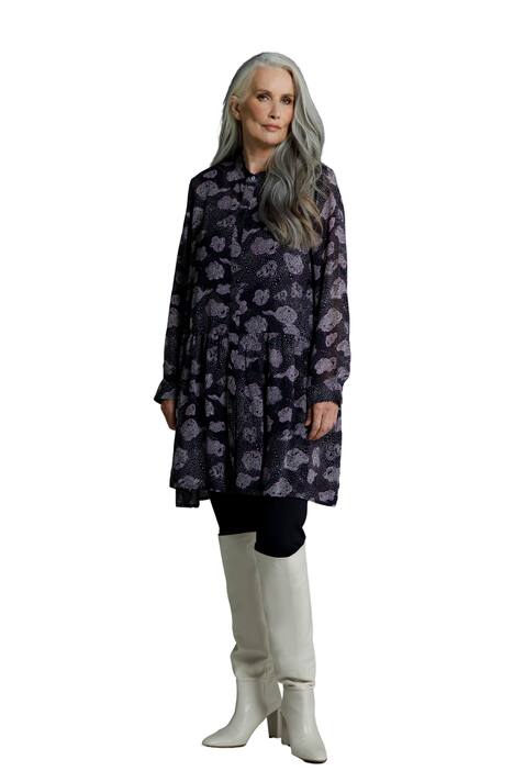 Dlouhá halenka, mraky, stojáček, volánový lem, dlouhé rukávy