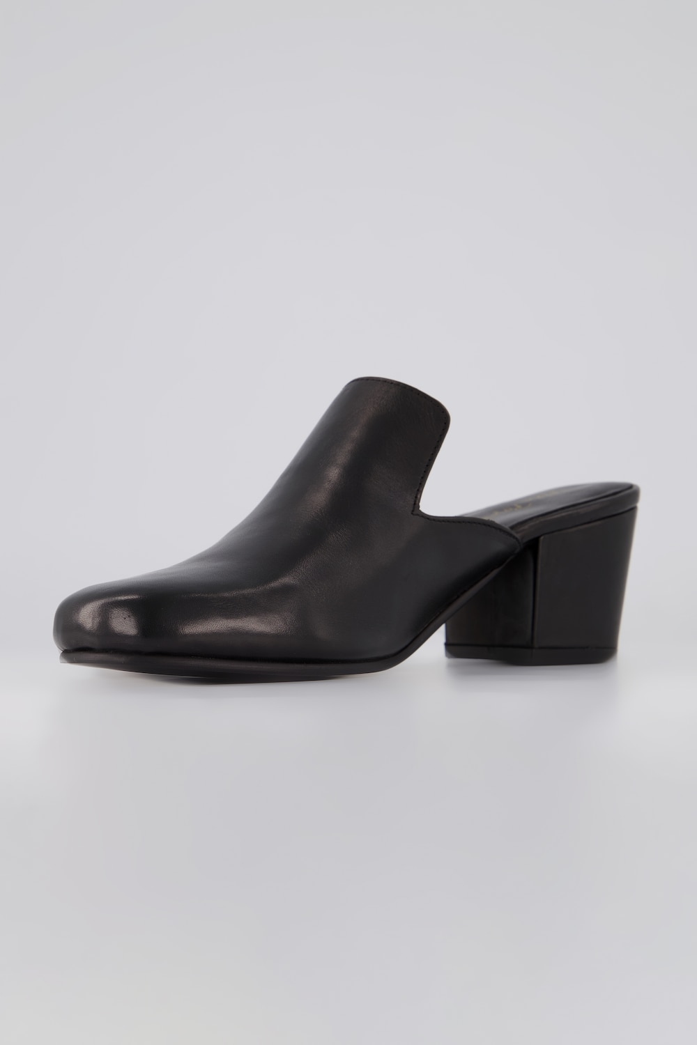 Plus Size Leather Mules, Woman, black, size: 5, synthetic fibers/leather, Ulla Popken