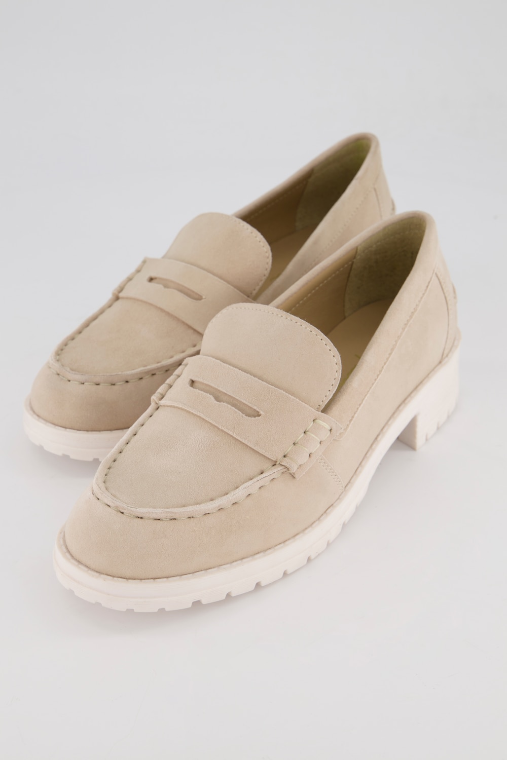 Grote Maten leren loafers, Dames, beige, Maat: 43, Leer/Synthetische vezels, Ulla Popken