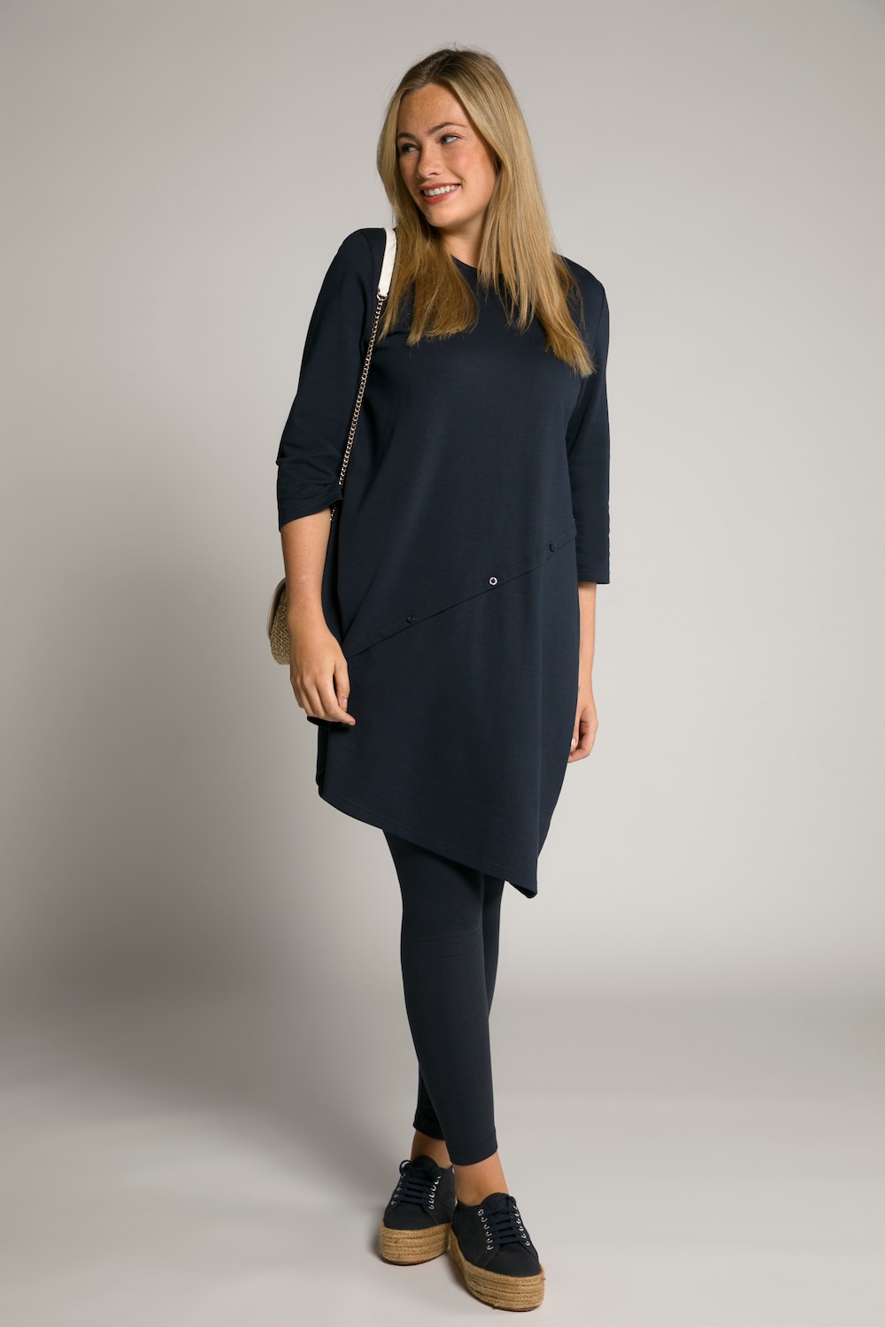 Grote Maten longshirt, Dames, blauw, Maat: 50/52, Katoen, Ulla Popken