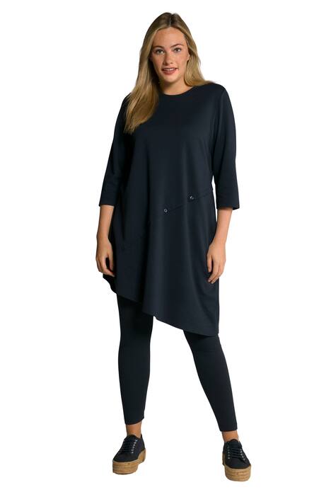 Dlouhé tričko, A střih, kulatý výstřih, 3/4 rukávy, biobavlna