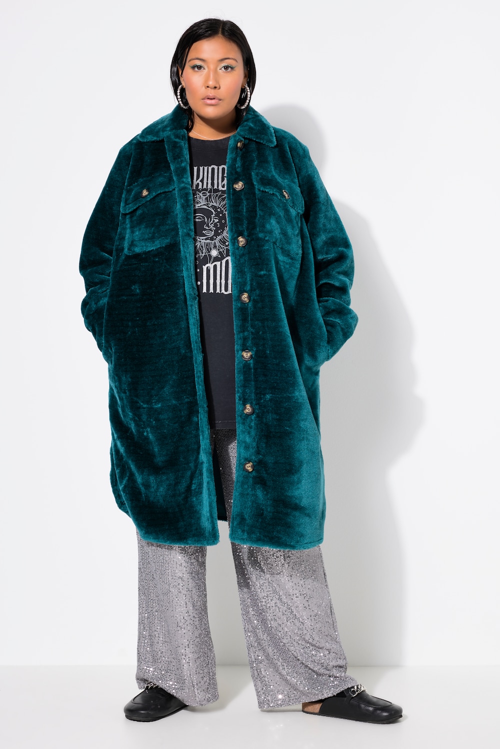 Große Größen Mantel, Damen, türkis, Größe: 58/60, Polyester, Studio Untold