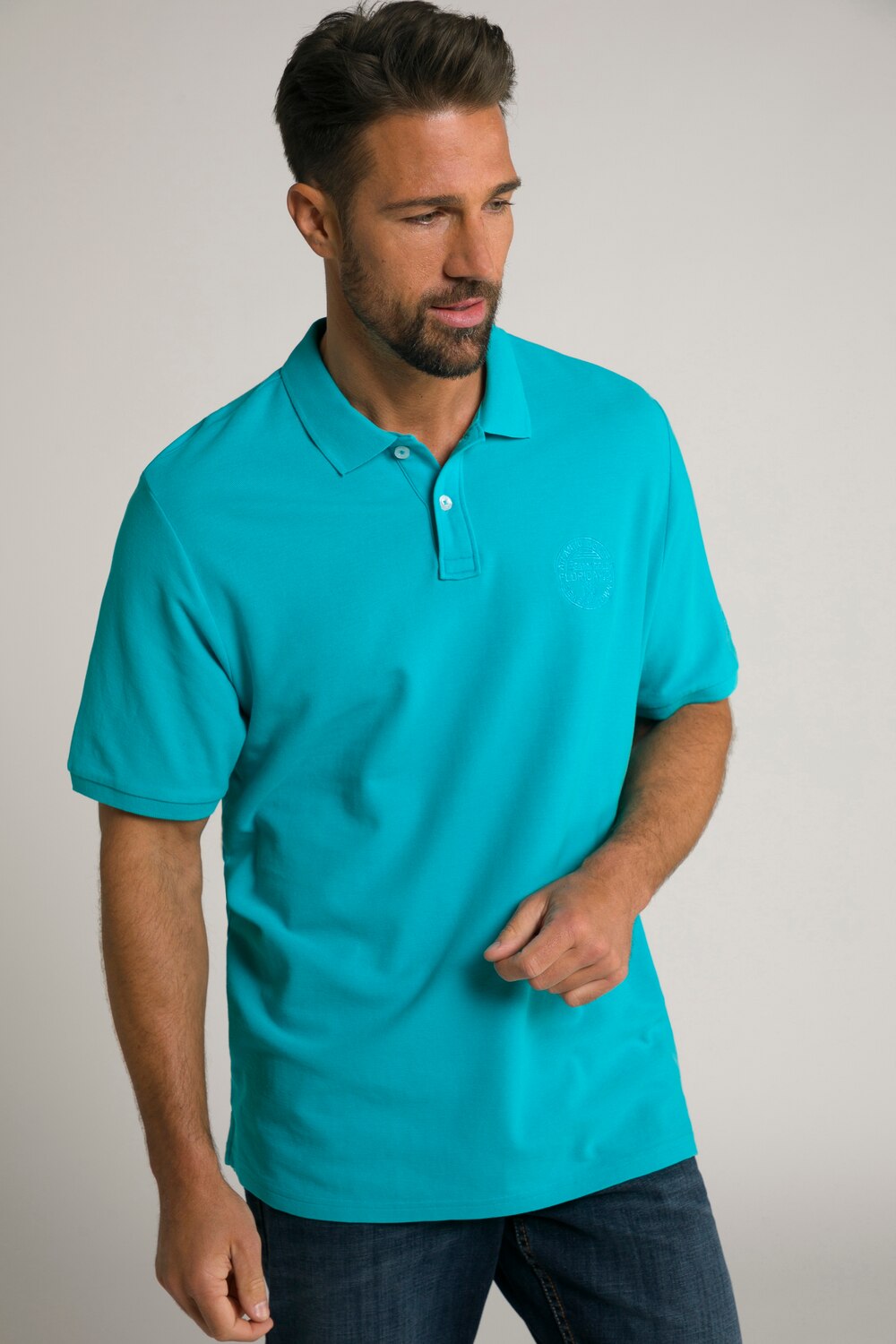 Grote Maten poloshirt, Heren, turquoise, Maat: 3XL, Katoen, JP1880