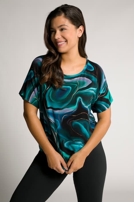 T-Shirt, oversized, Rundhals, überschnittene Schultern, Print