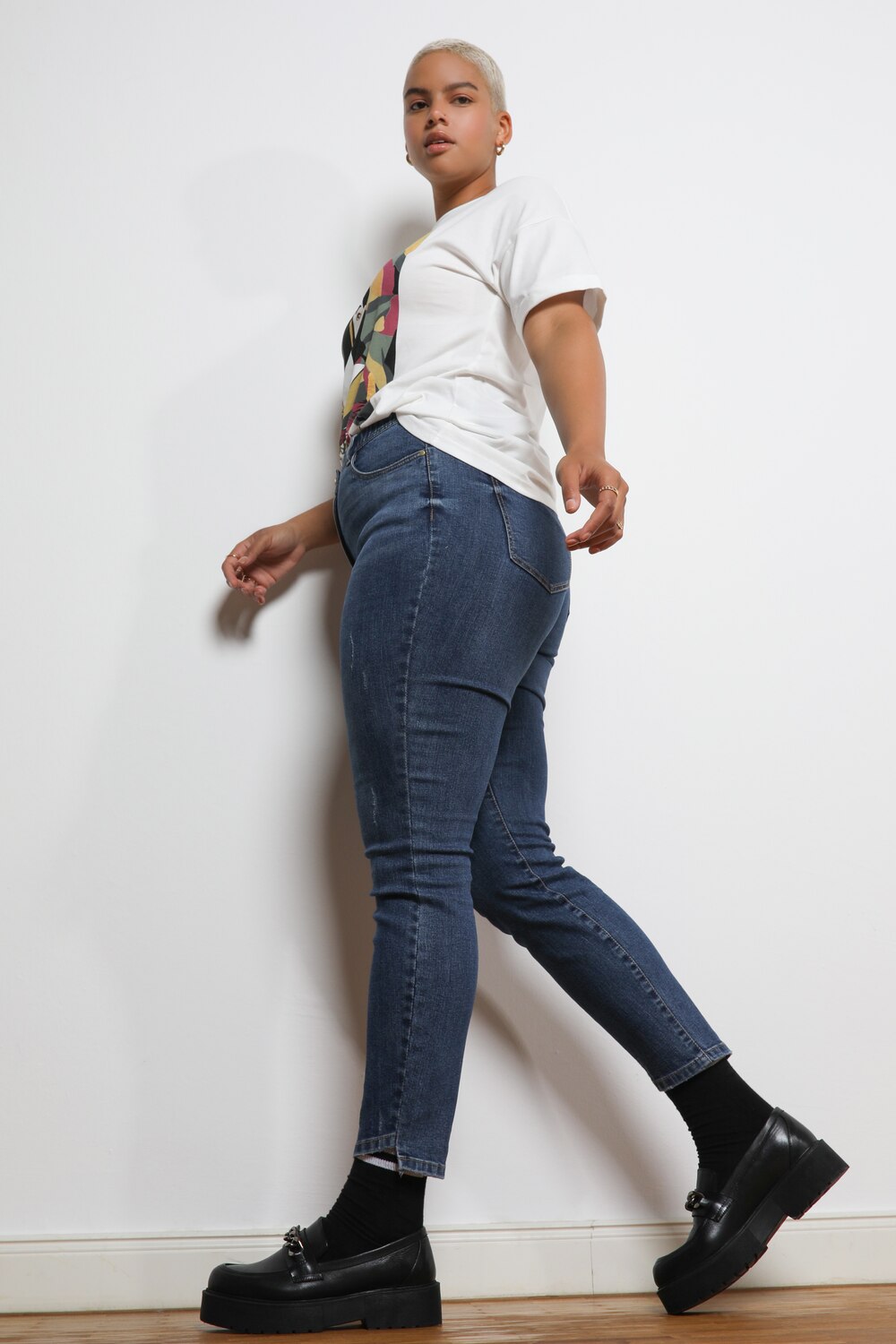 Grote Maten skinny jeans, Dames, blauw, Maat: 46, Katoen, Studio Untold