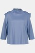 shirt, schoudervulling, opstaande kraag, zipper, 3/4-mouwen