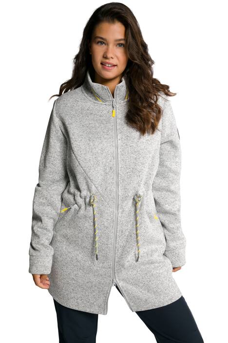 Bunda z pleteného flísu, dlouhý střih, stojáček, dvoucestný zip