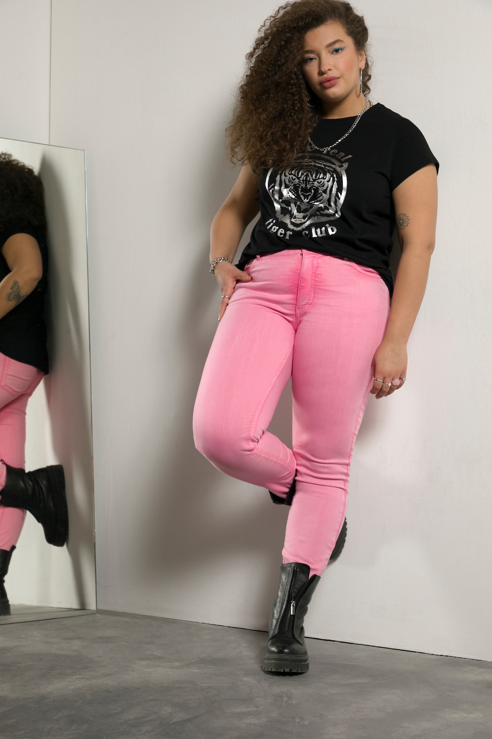 Große Größen Skinny Jeans, Damen, rosa, Größe: 44, Baumwolle, Studio Untold