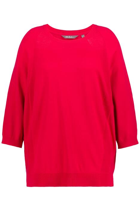 Svetr, žebrované vsadky, lodičkový výstřih, 3/4 rukávy