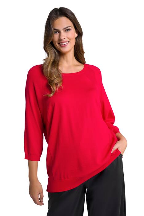 Svetr, žebrované vsadky, lodičkový výstřih, 3/4 rukávy