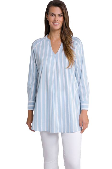 Tunika, pruhy, A střih, výstřih do V, dlouhé rukávy