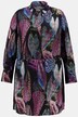 Colorful Leaf Print Button Front Cupro Tunic Blouse