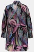 Colorful Leaf Print Button Front Cupro Tunic Blouse