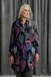 Colorful Leaf Print Button Front Cupro Tunic Blouse