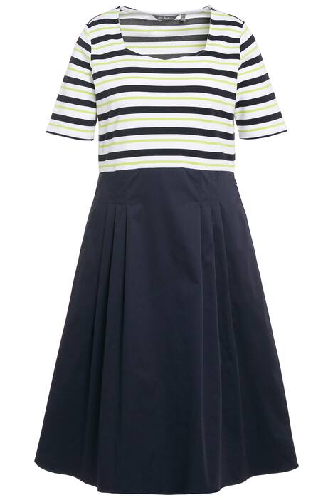 Midi šaty, pruhy, A střih, srdcový výstřih, krátké rukávy