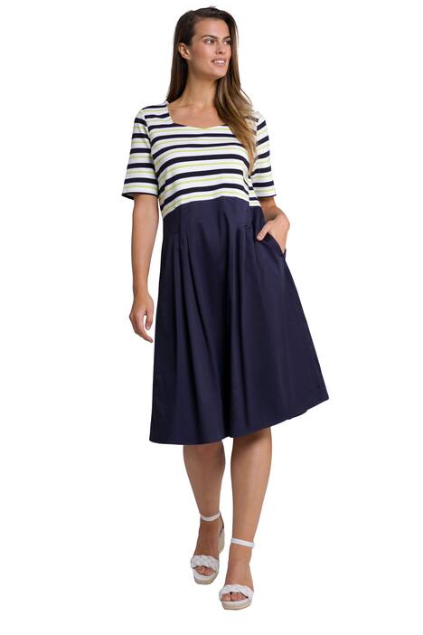 Midi šaty, pruhy, A střih, srdcový výstřih, krátké rukávy