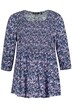 Mačkaná halenka, potisk, A střih, hranatý výstřih, 3/4 rukávy