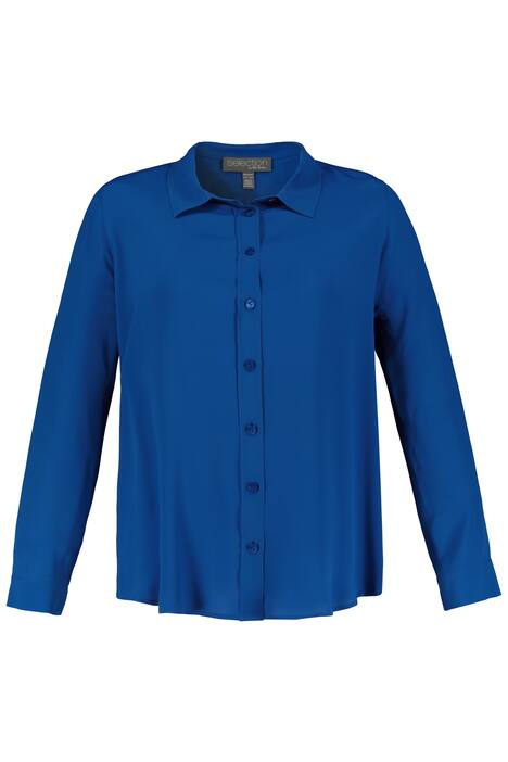 Košilová halenka, směs hedvábí, límeček, A střih, dlouhé rukávy