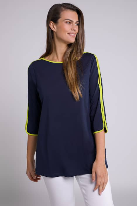 T-shirt, joli lien, encolure bateau, manches 3/4
