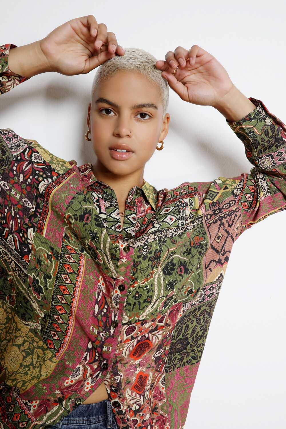 Grote Maten overhemdblouse, Dames, bruin, Maat: 42/44, Viscose, Studio Untold Grote Maten overhemdblouse, Dames, bruin, Maat: 42/44, Viscose, Studio Untold