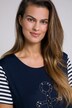 Beaded Anchor Round Neck Stretch Knit Top