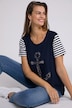 Beaded Anchor Round Neck Stretch Knit Top