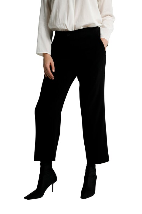 7/8 Marlene kalhoty, široké, rovné nohavice, částečně elastický pas