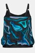 Foil Accent Swirl Print Blouson Front Lined Tankini Set