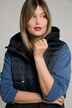 Mixed Fabric Layer Look Zip Front Hooded Vest