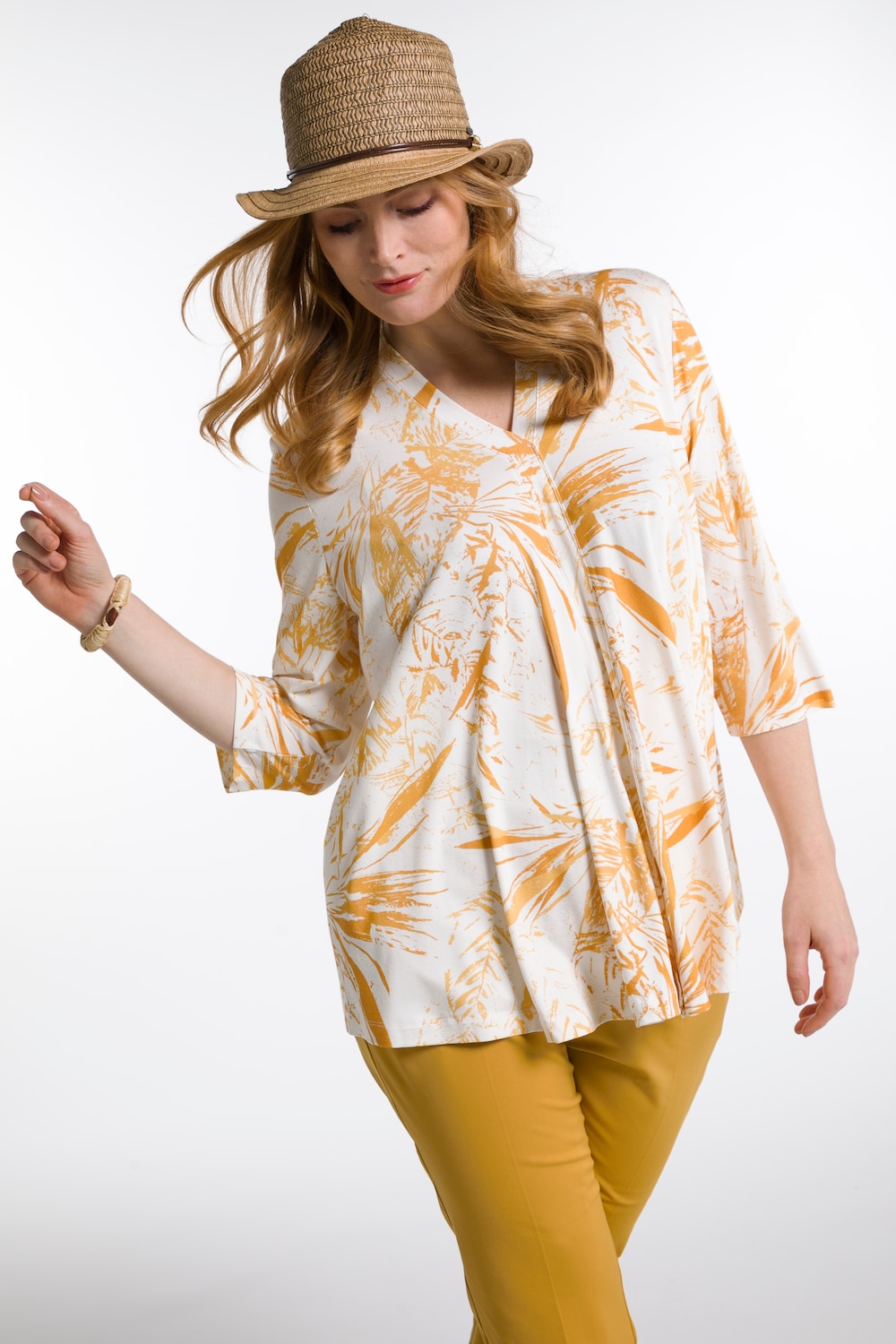 Grote Maten shirt, Dames, oranje, Maat: 50/52, Viscose, Ulla Popken