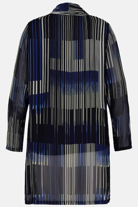 Modern Stripe Chiffon Layer Tunic Blouse