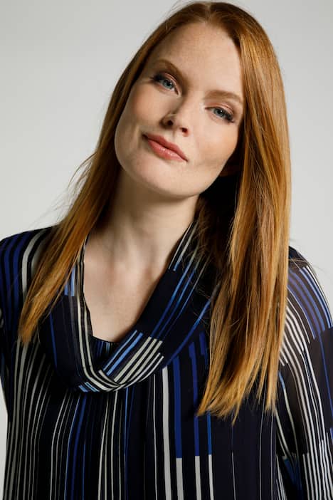 Modern Stripe Chiffon Layer Tunic Blouse