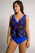 tankini, blommig, draperad byst, softcups, rynkband