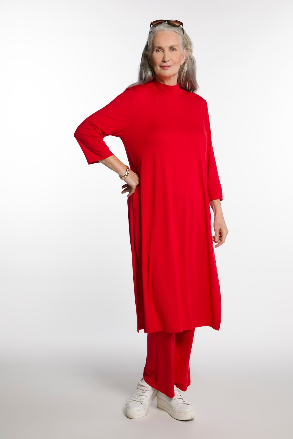 Grote Maten jersey 7/8-broek, Dames, rood, Maat: 50/52, Viscose, Ulla Popken