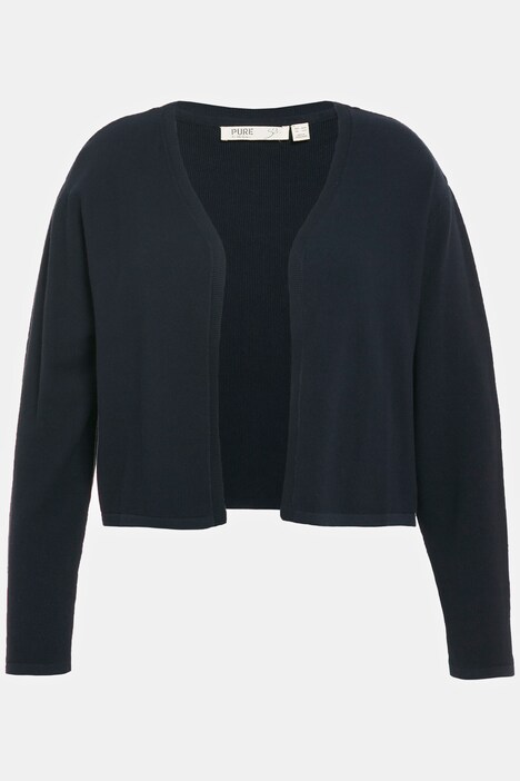 Strickjacke, offene Boxy-Form, Zipfelsaum, Biobaumwolle