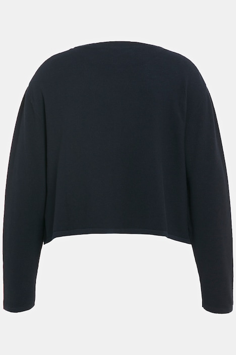 Strickjacke, offene Boxy-Form, Zipfelsaum, Biobaumwolle