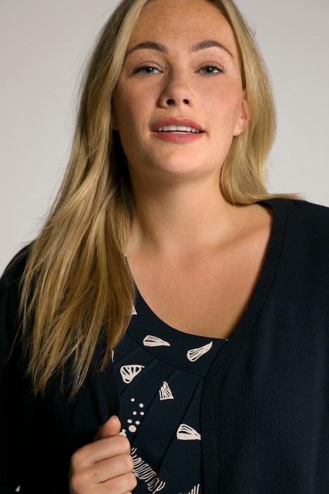 Strickjacke, offene Boxy-Form, Zipfelsaum, Biobaumwolle