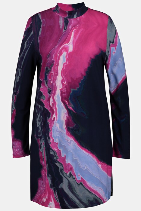 Marble Print Ponte Stretch Knit Tunic Dress
