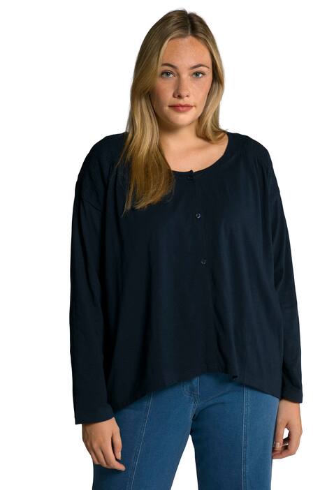 Košilová bunda, mačkaná ramena, oversize, kulatý výstřih, dlouhé rukávy