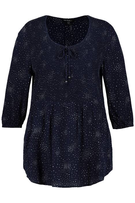 Mačkaná halenka, hvězdy, A střih, kulatý výstřih, 3/4 rukávy
