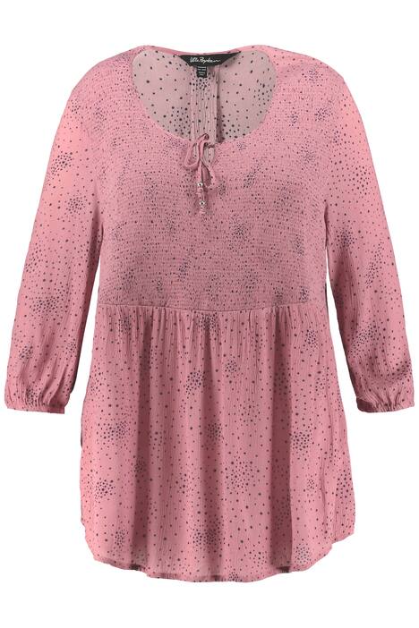 Mačkaná halenka, hvězdy, A střih, kulatý výstřih, 3/4 rukávy